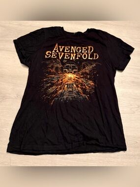 Avenged Sevenfold Sz L Women’s Black Shirt Featuring Spaceship Images